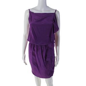 Jill Stuart Collection Womens Spaghetti Strap Tiered Knee Length Dress Purple 0